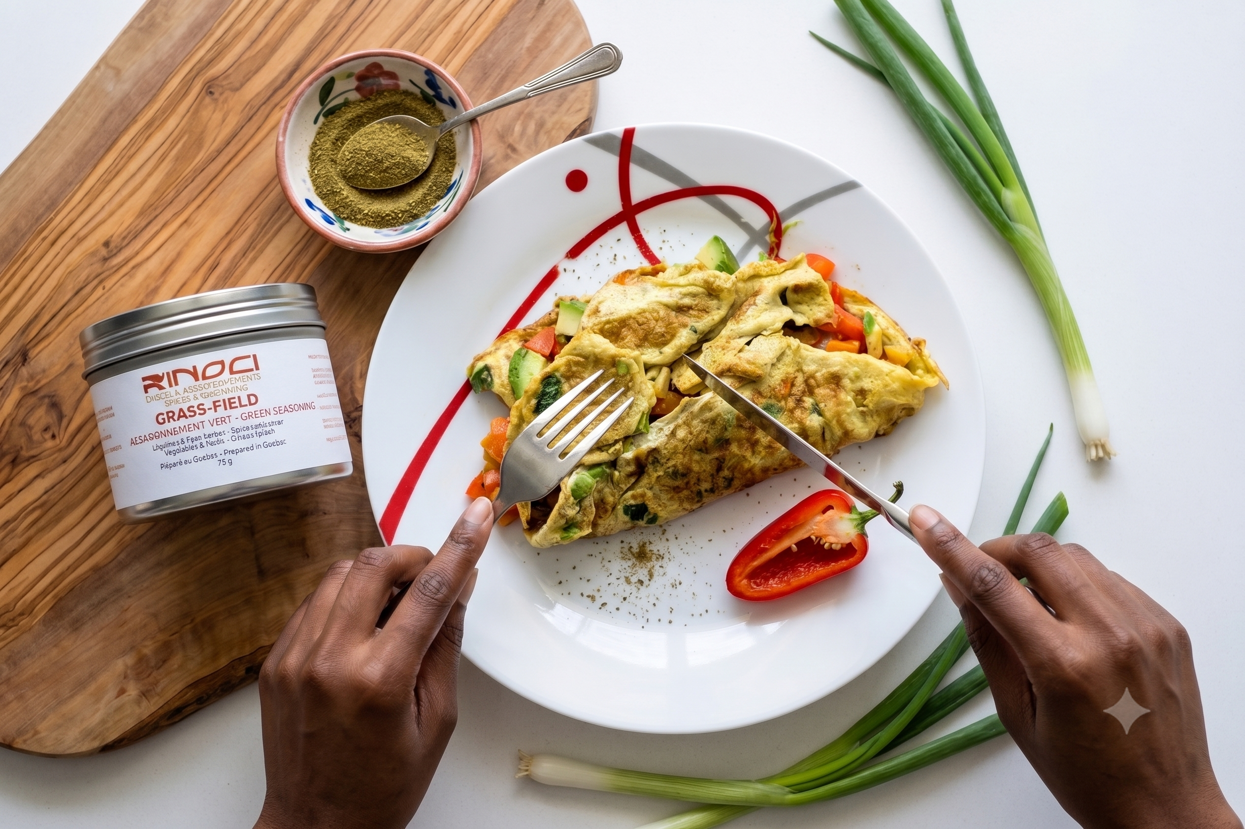 Vegetable Omelette with Grassfield Rinoci Seasoning: A Flavorful and Nutritious Breakfast